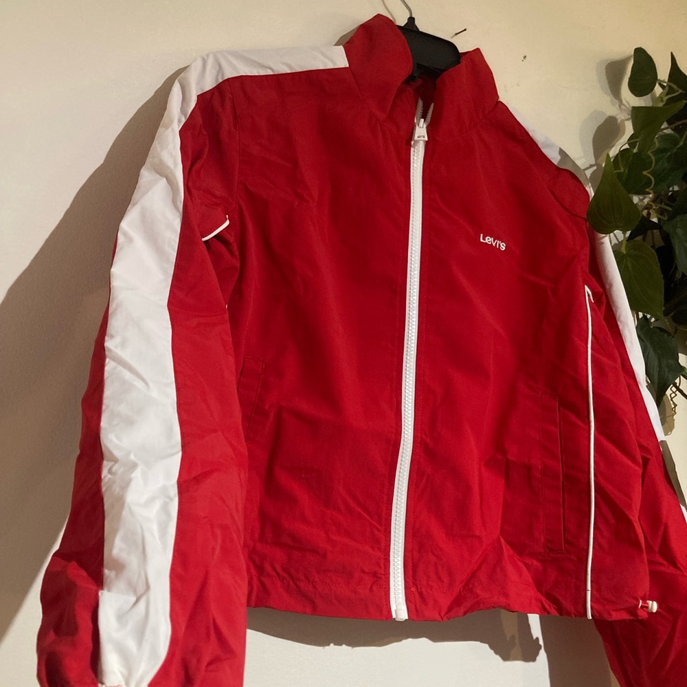 Women’s Levis Taslan Coach Red Track Lightweight Jacket Size Large